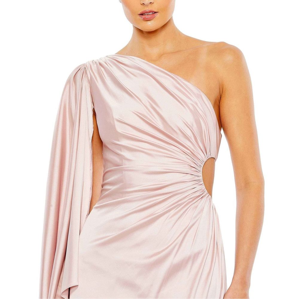 MAC DUGGAL ONE SHOULDER BELL SLEEVE DRAPED GOWN - Picture 3 of 13